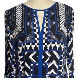 Vince Camuto Print Shift Dress in Blue/Black Size 12 EUC